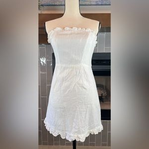 Princess Polly Strapless Mini Dress Ruffle Tie Back White Size 12 a170